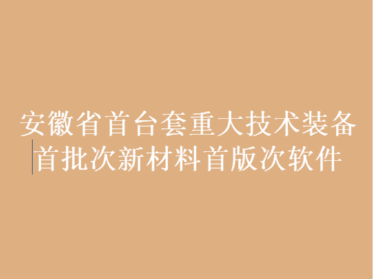 安徽省首臺套重大技術裝備首批次新材料首版次軟件評定